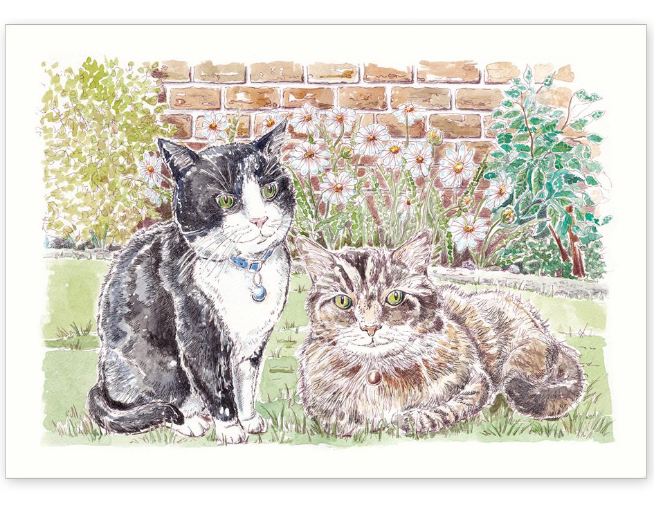 Cat Friends in the Garden