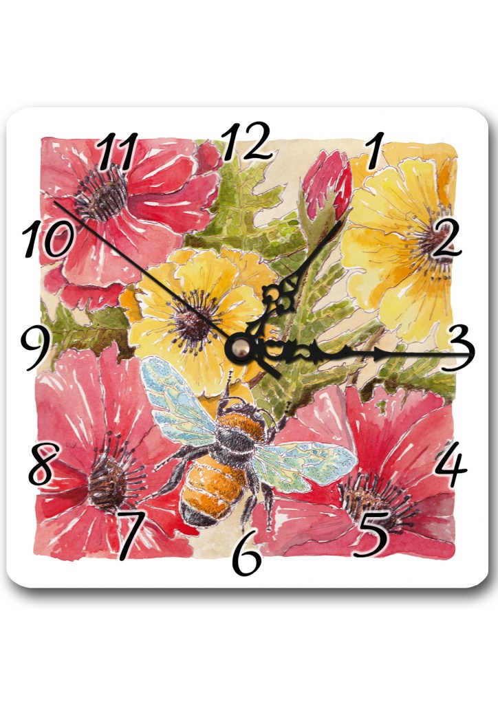Poppies and Bee Clock