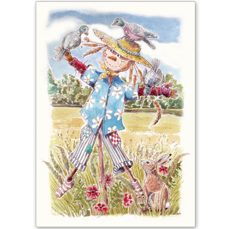 A scarecrow in a Norfolk field sporting a snazzy Hawaiian shirt!