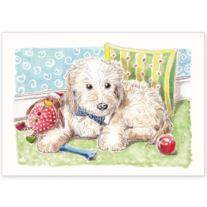 Cockapoo Puppy with Toys - Greeting Card