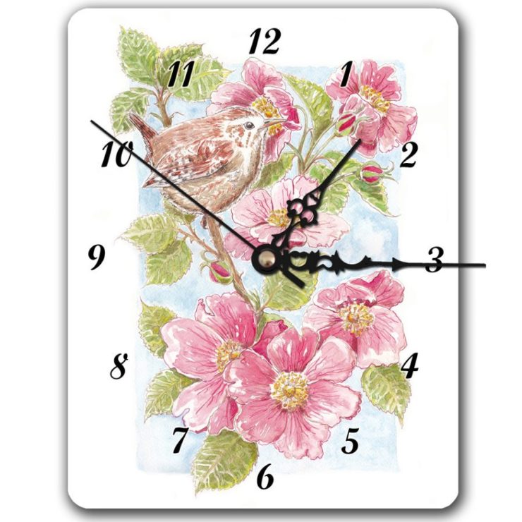 Wren and roses clock