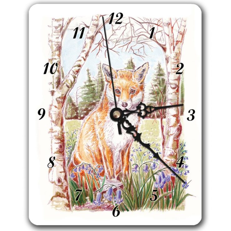 Fox and bluebells clock